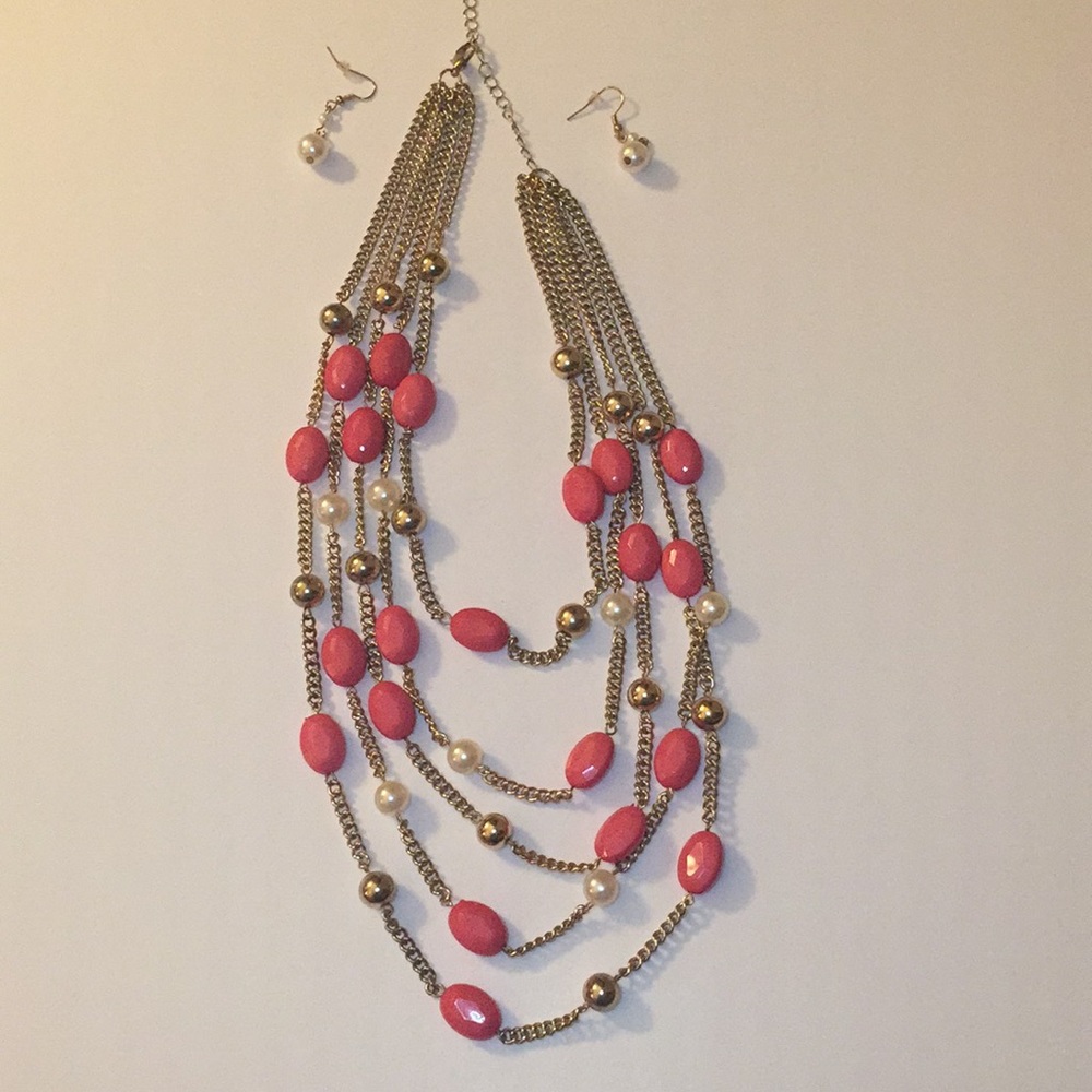 Pink and Gold Fashion Necklace